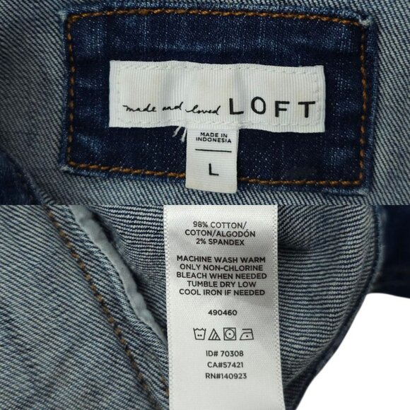LOFT Denim Western Jacket Womens L Button Front Cropped Long Sleeve Pockets - Picture 7 of 16
